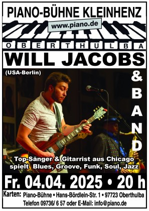 Will Jacobs (Chicago/Berlin) & international Band, Blues, funky Jazz, R&B, groovie Soul, Party!